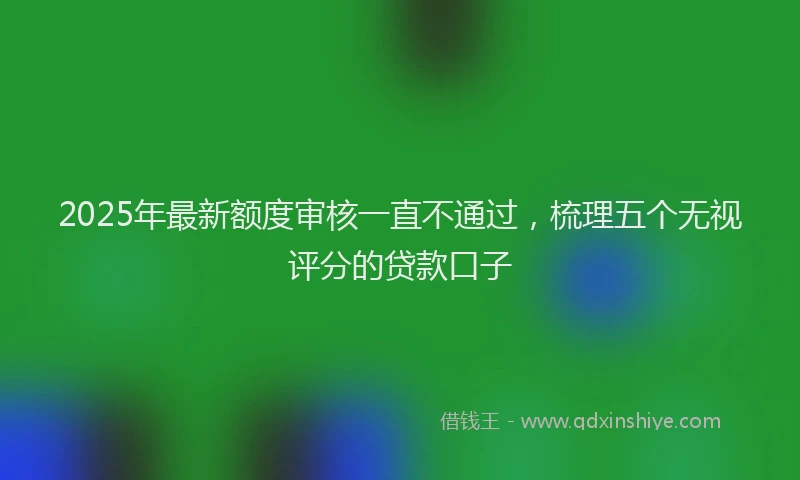 2025年最新额度审核一直不通过，梳理五个无视评分的贷款口子