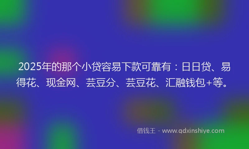 2025年的那个小贷容易下款可靠有：日日贷、易得花、现金网、芸豆分、芸豆花、汇融钱包+等。