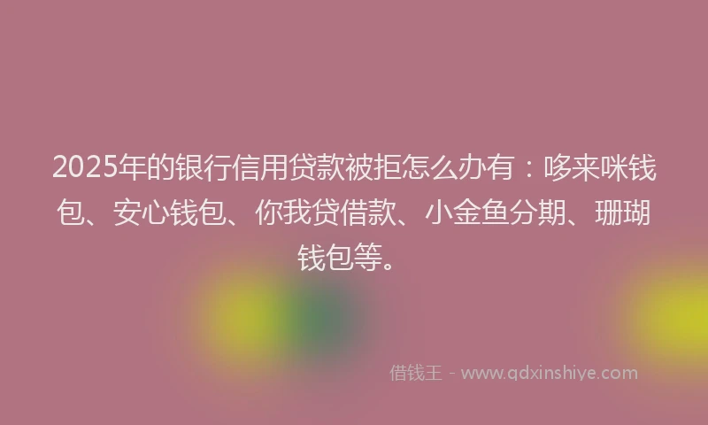 2025年的银行信用贷款被拒怎么办有：哆来咪钱包、安心钱包、你我贷借款、小金鱼分期、珊瑚钱包等。
