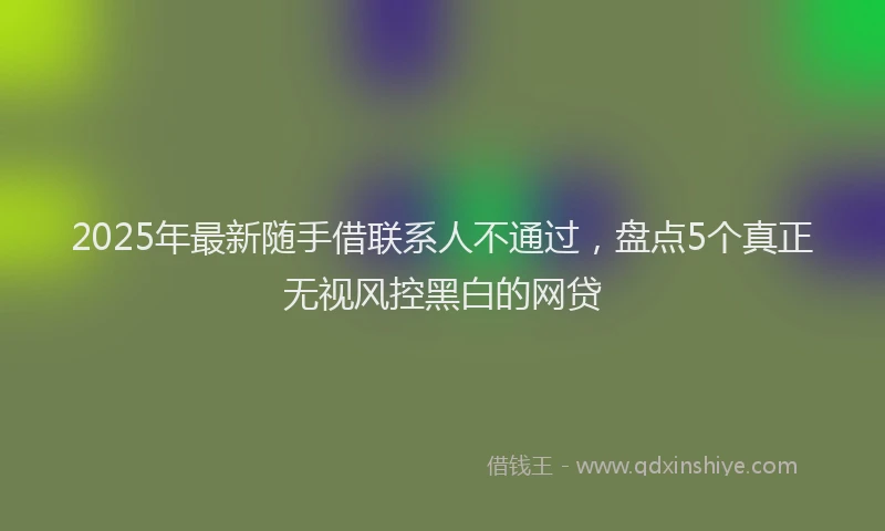2025年最新随手借联系人不通过，盘点5个真正无视风控黑白的网贷