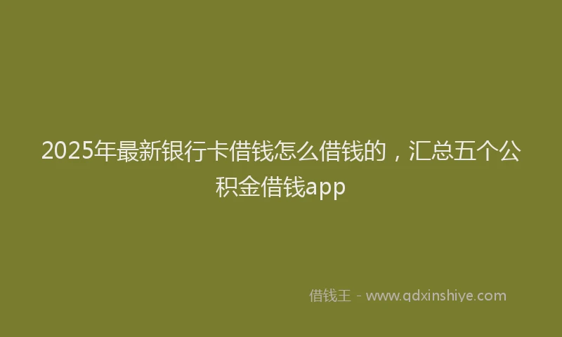 2025年最新银行卡借钱怎么借钱的，汇总五个公积金借钱app