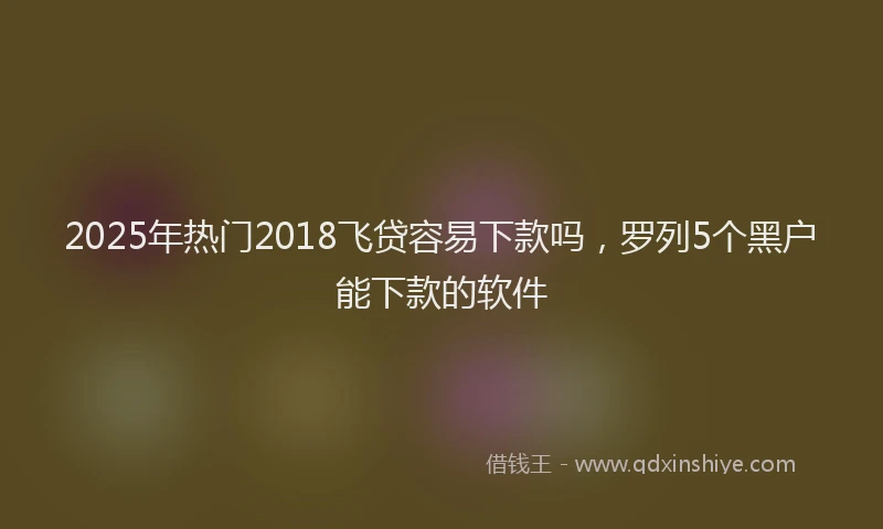 2025年热门2018飞贷容易下款吗，罗列5个黑户能下款的软件