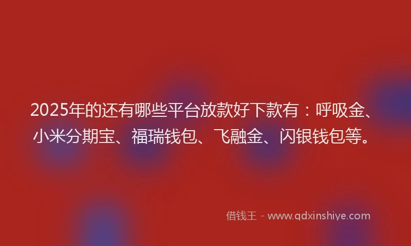 2025年的还有哪些平台放款好下款有：呼吸金、小米分期宝、福瑞钱包、飞融金、闪银钱包等。