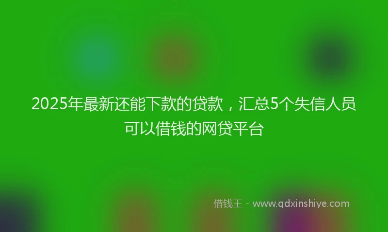 2025年最新还能下款的贷款，汇总5个失信人员可以借钱的网贷平台