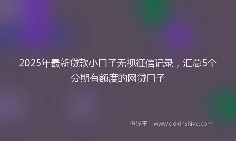 2025年最新贷款小口子无视征信记录，汇总5个分期有额度的网贷口子