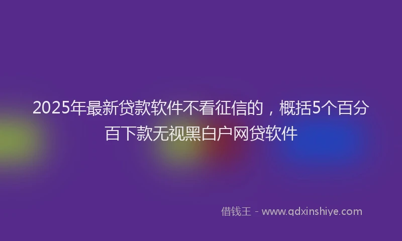 2025年最新贷款软件不看征信的，概括5个百分百下款无视黑白户网贷软件