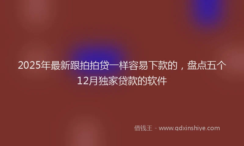 2025年最新跟拍拍贷一样容易下款的，盘点五个12月独家贷款的软件