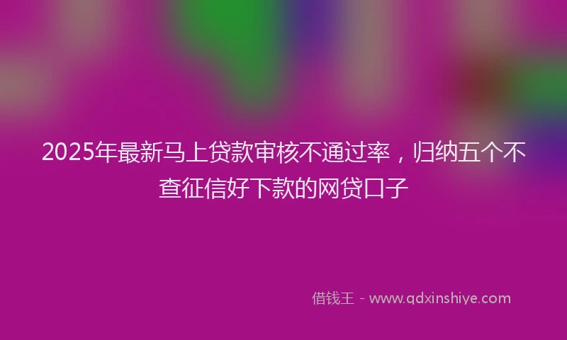2025年最新马上贷款审核不通过率，归纳五个不查征信好下款的网贷口子