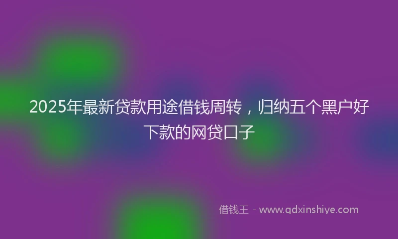2025年最新贷款用途借钱周转，归纳五个黑户好下款的网贷口子
