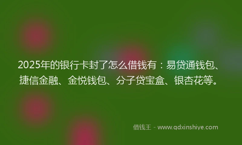 2025年的银行卡封了怎么借钱有：易贷通钱包、捷信金融、金悦钱包、分子贷宝盒、银杏花等。