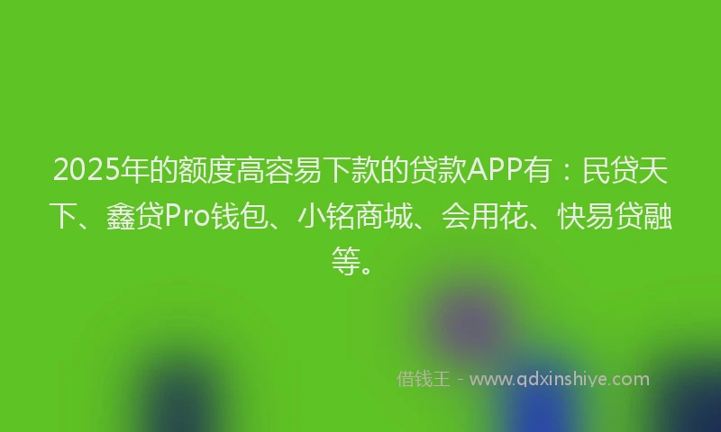 2025年的额度高容易下款的贷款APP有：民贷天下、鑫贷Pro钱包、小铭商城、会用花、快易贷融等。
