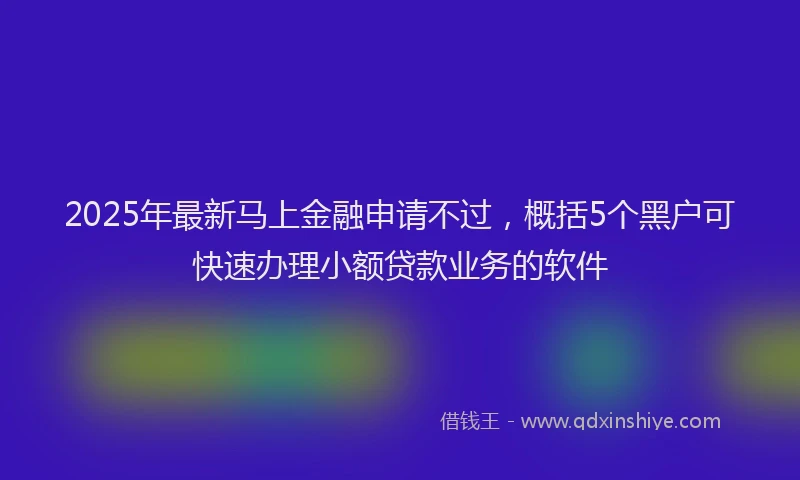 2025年最新马上金融申请不过，概括5个黑户可快速办理小额贷款业务的软件