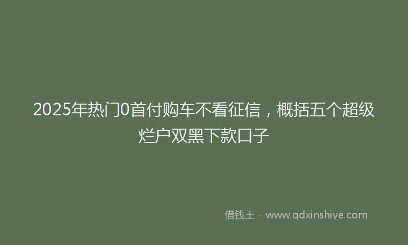 2025年热门0首付购车不看征信，概括五个超级烂户双黑下款口子