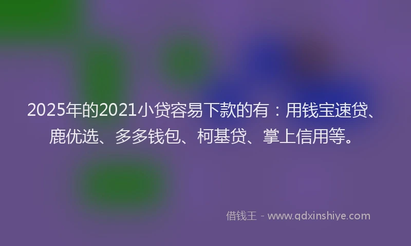 2025年的2021小贷容易下款的有：用钱宝速贷、鹿优选、多多钱包、柯基贷、掌上信用等。