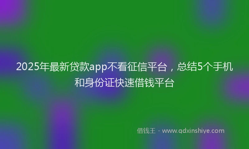 2025年最新贷款app不看征信平台，总结5个手机和身份证快速借钱平台