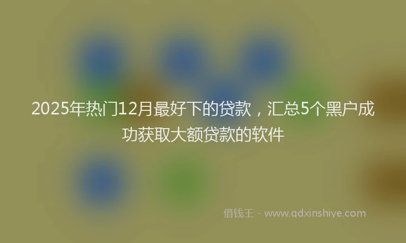 2025年热门12月最好下的贷款，汇总5个黑户成功获取大额贷款的软件