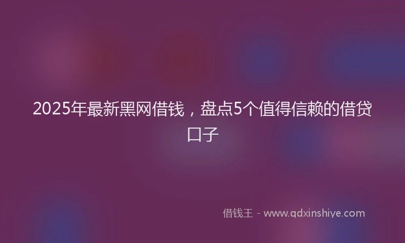 2025年最新黑网借钱，盘点5个值得信赖的借贷口子