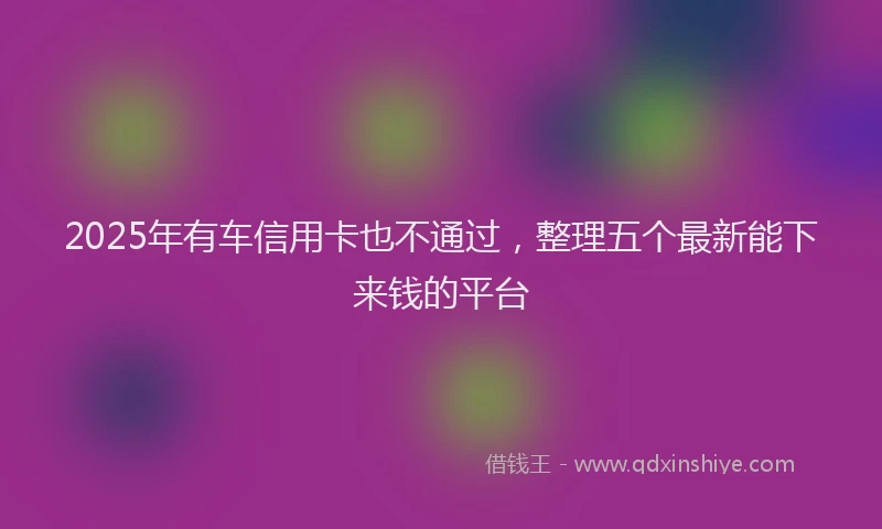 2025年有车信用卡也不通过，整理五个最新能下来钱的平台
