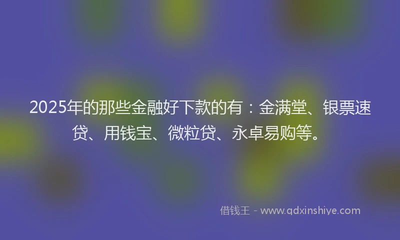 2025年的那些金融好下款的有：金满堂、银票速贷、用钱宝、微粒贷、永卓易购等。