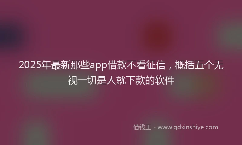 2025年最新那些app借款不看征信，概括五个无视一切是人就下款的软件