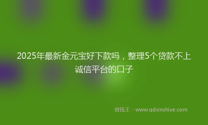 2025年最新金元宝好下款吗，整理5个贷款不上诚信平台的口子