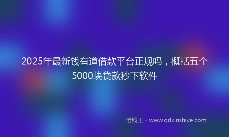 2025年最新钱有道借款平台正规吗，概括五个5000块贷款秒下软件