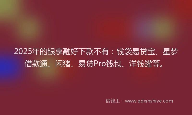 2025年的银享融好下款不有：钱袋易贷宝、星梦借款通、闲猪、易贷Pro钱包、洋钱罐等。
