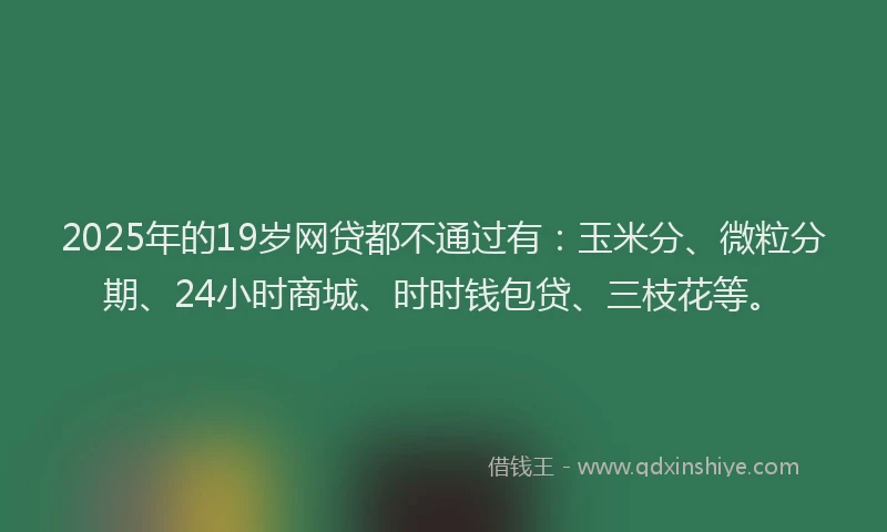 2025年的19岁网贷都不通过有：玉米分、微粒分期、24小时商城、时时钱包贷、三枝花等。