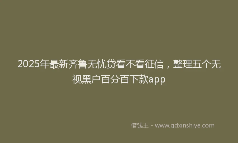 2025年最新齐鲁无忧贷看不看征信，整理五个无视黑户百分百下款app