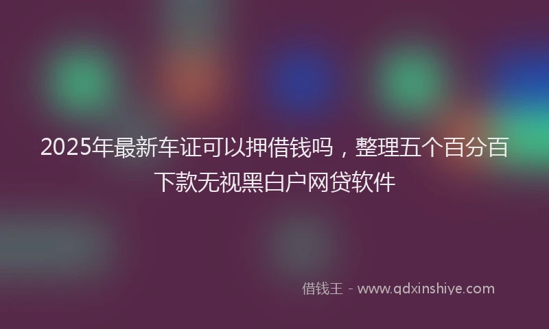 2025年最新车证可以押借钱吗，整理五个百分百下款无视黑白户网贷软件