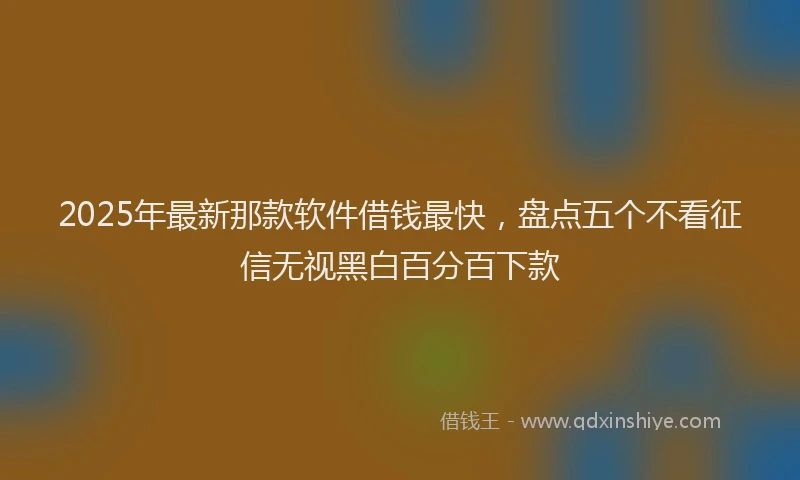 2025年最新那款软件借钱最快，盘点五个不看征信无视黑白百分百下款