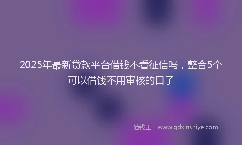 2025年最新贷款平台借钱不看征信吗，整合5个可以借钱不用审核的口子