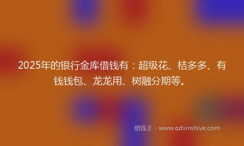2025年的银行金库借钱有：超级花、桔多多、有钱钱包、龙龙用、树融分期等。