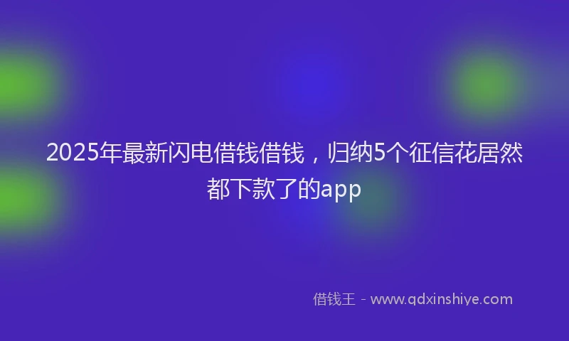 2025年最新闪电借钱借钱，归纳5个征信花居然都下款了的app