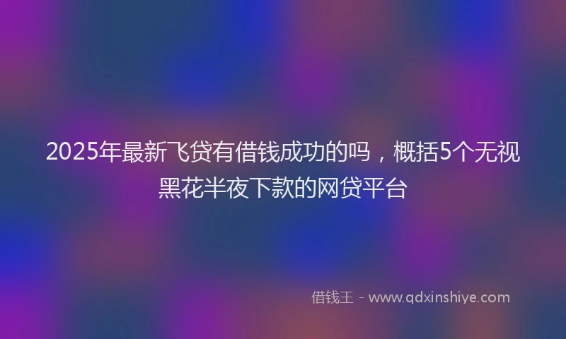 2025年最新飞贷有借钱成功的吗，概括5个无视黑花半夜下款的网贷平台