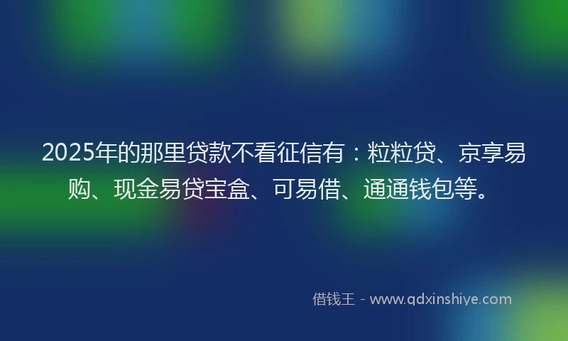 2025年的那里贷款不看征信有：粒粒贷、京享易购、现金易贷宝盒、可易借、通通钱包等。