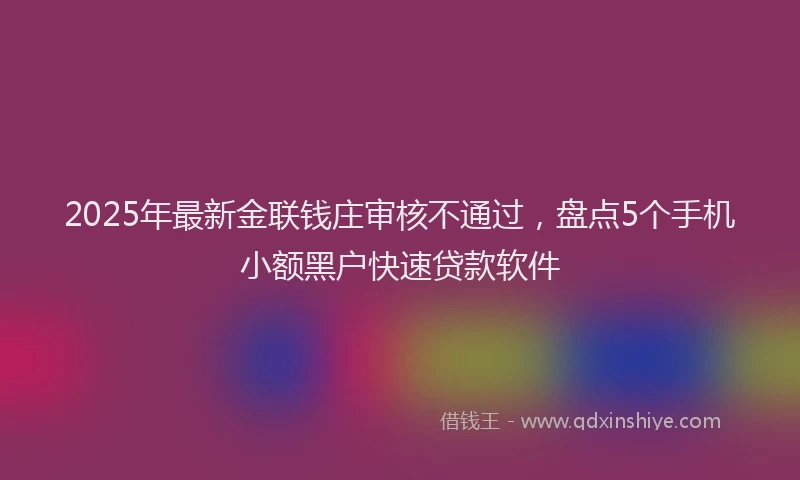 2025年最新金联钱庄审核不通过，盘点5个手机小额黑户快速贷款软件