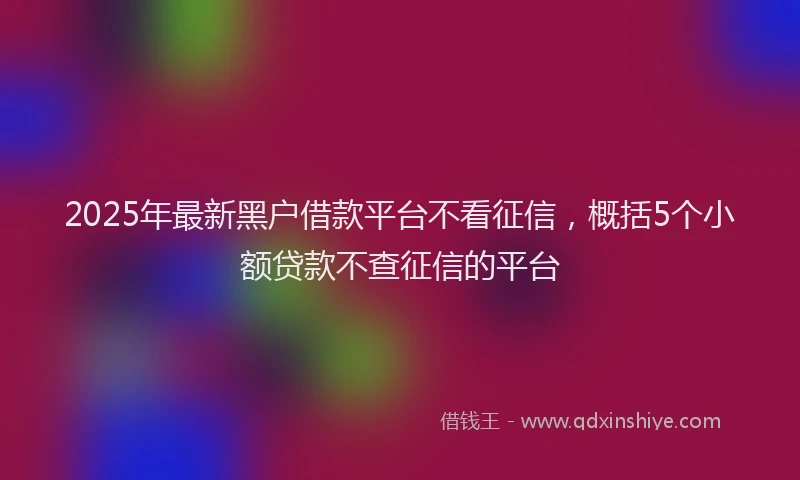 2025年最新黑户借款平台不看征信，概括5个小额贷款不查征信的平台