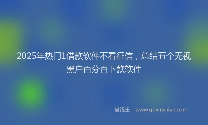 2025年热门1借款软件不看征信，总结五个无视黑户百分百下款软件