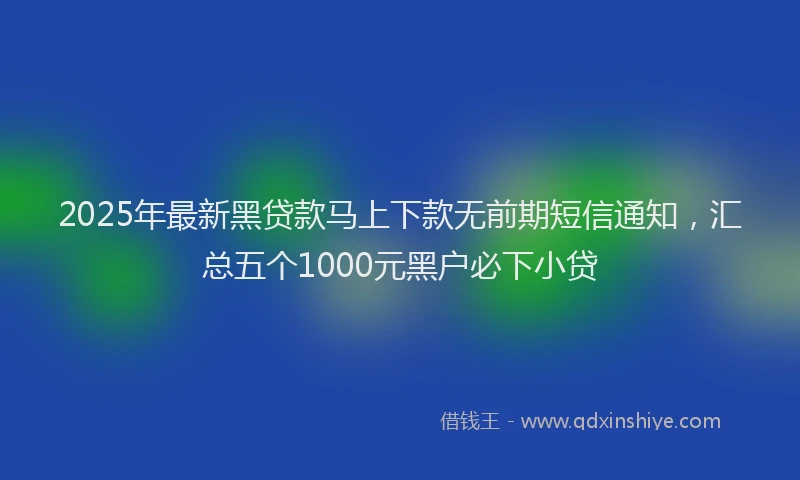 2025年最新黑贷款马上下款无前期短信通知，汇总五个1000元黑户必下小贷