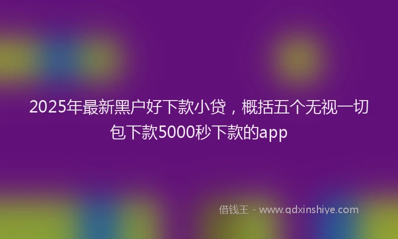 2025年最新黑户好下款小贷，概括五个无视一切包下款5000秒下款的app