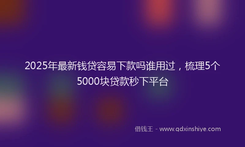 2025年最新钱贷容易下款吗谁用过，梳理5个5000块贷款秒下平台