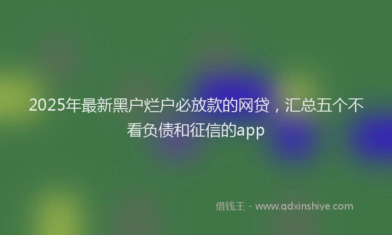 2025年最新黑户烂户必放款的网贷，汇总五个不看负债和征信的app