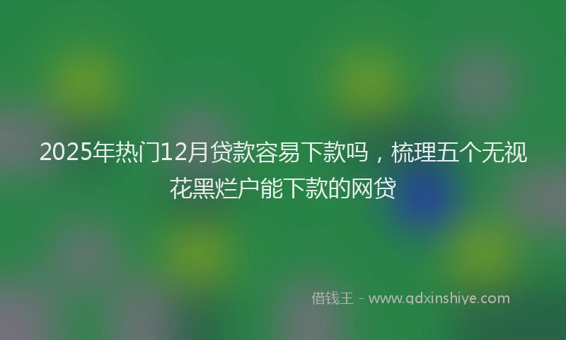 2025年热门12月贷款容易下款吗，梳理五个无视花黑烂户能下款的网贷
