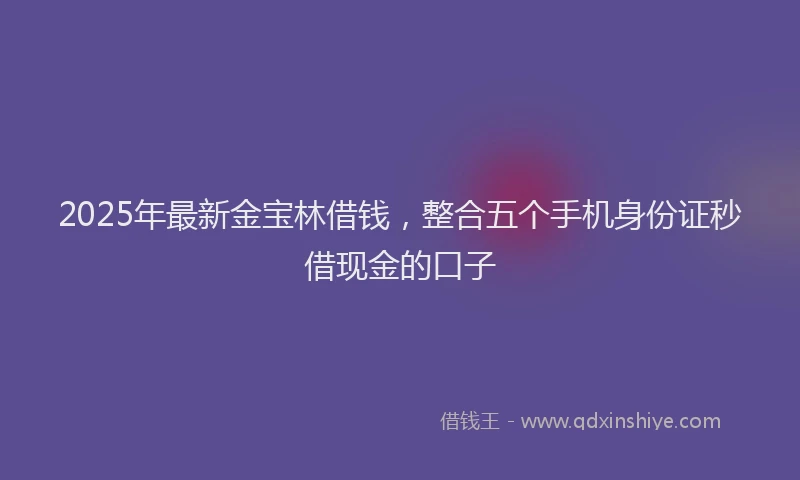 2025年最新金宝林借钱，整合五个手机身份证秒借现金的口子