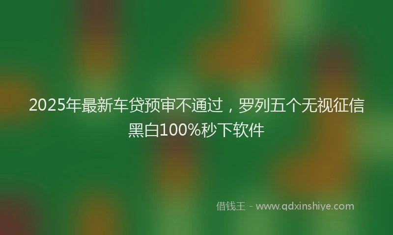 2025年最新车贷预审不通过，罗列五个无视征信黑白100%秒下软件