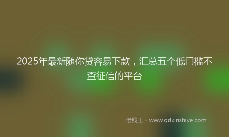 2025年最新随你贷容易下款，汇总五个低门槛不查征信的平台