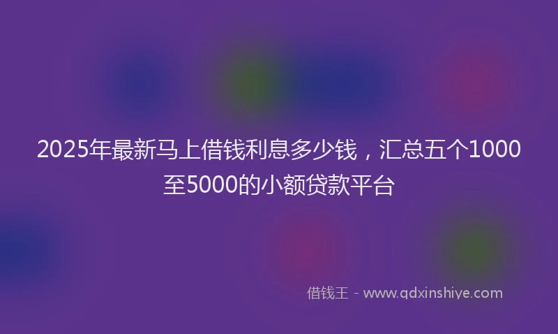 2025年最新马上借钱利息多少钱，汇总五个1000至5000的小额贷款平台