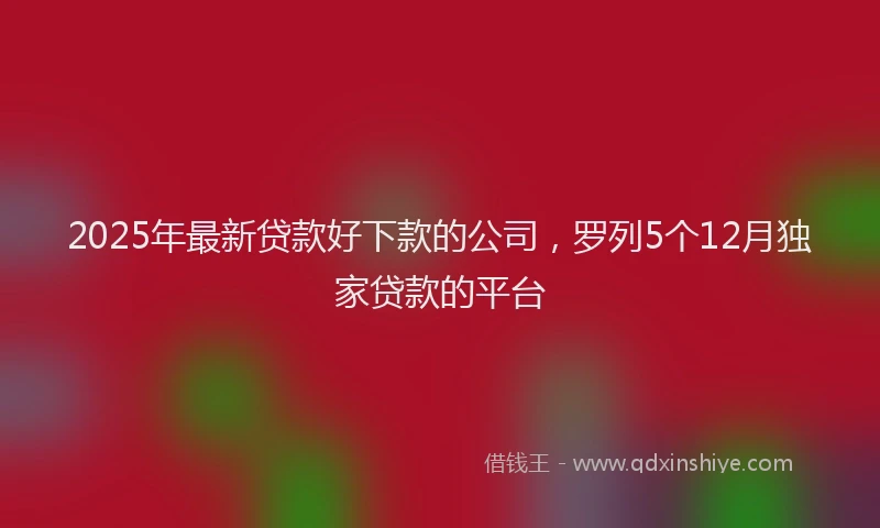 2025年最新贷款好下款的公司，罗列5个12月独家贷款的平台