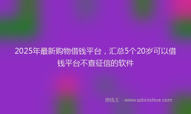 2025年最新购物借钱平台，汇总5个20岁可以借钱平台不查征信的软件